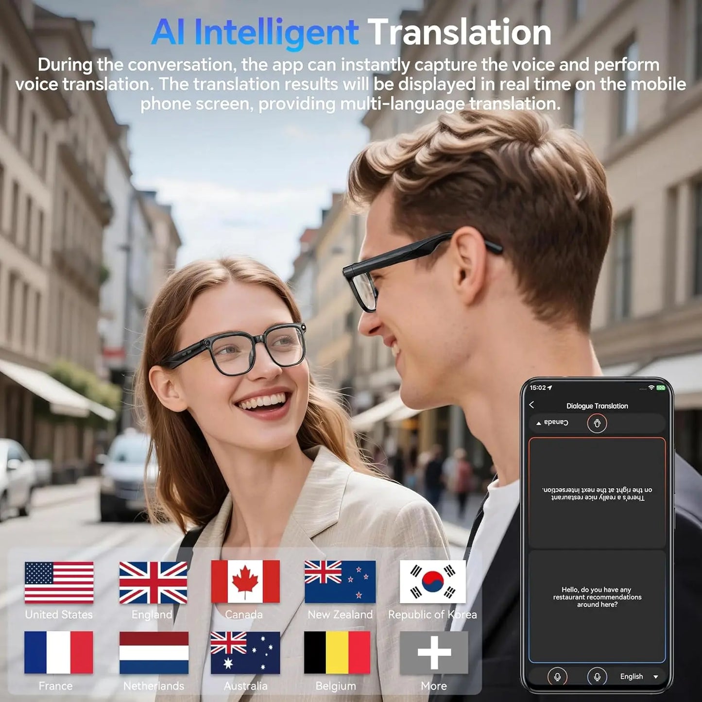 2026 New Smart AI Glasses 1080P HD Video Record Camera ChatGPT Bluetooth Call 32GB ROM Language Translation Music Sunglasses Men