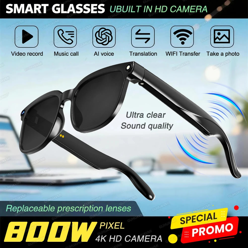 2026 New Smart AI Glasses 1080P HD Video Record Camera ChatGPT Bluetooth Call 32GB ROM Language Translation Music Sunglasses Men