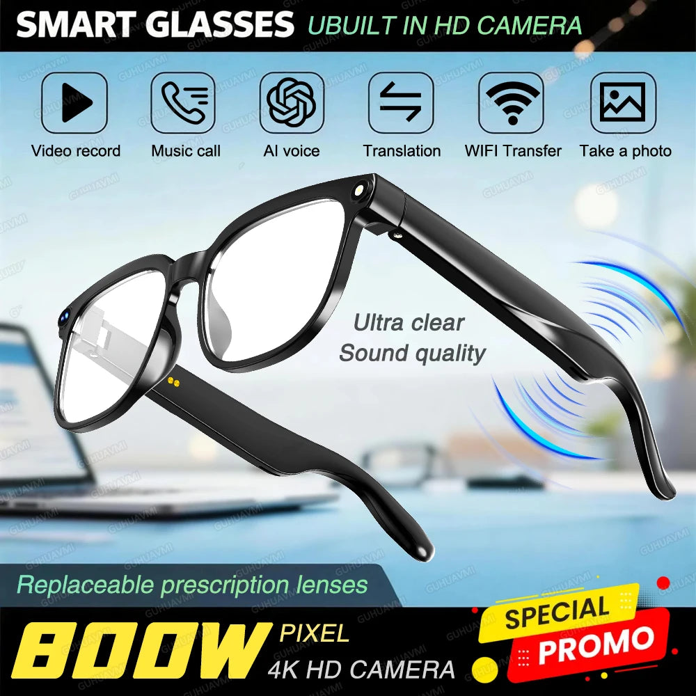 2026 New Smart AI Glasses 1080P HD Video Record Camera ChatGPT Bluetooth Call 32GB ROM Language Translation Music Sunglasses Men